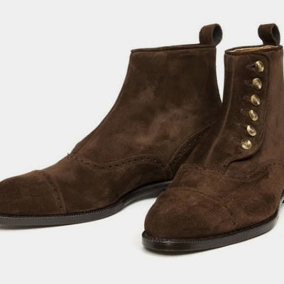 Mens new decent choice high ankle handmade chocolaty button fastening captoe boot