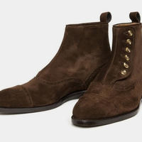 Mens New Decent Choice High Ankle Handmade Chocolaty Button Fastening Captoe Boot - Thumbnail 1