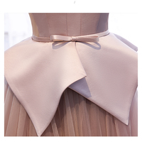 Pink tulle long prom gown formal dress - Thumbnail 4