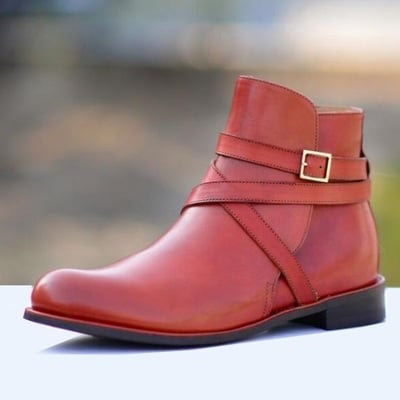 Handmade men's burgundy leather jodhpur boots, men ankle boot, men designer boot - Thumbnail 4