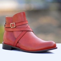 Handmade Men's Burgundy Leather Jodhpur Boots, Men Ankle Boot, Men Designer Boot - Thumbnail 2
