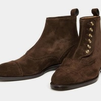 Mens Decent Choice High Ankle Handmade Button Fastening Dark Brown Cap toe Boot - Thumbnail 4