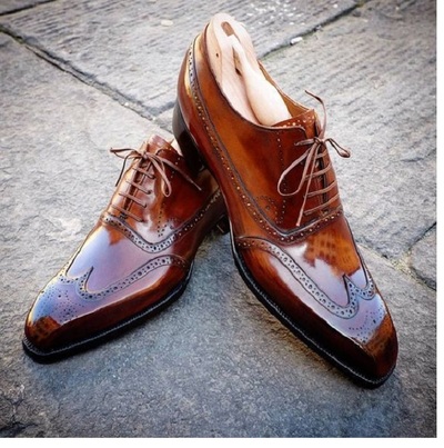 Handmade Brown Ankle Leather Shoes, Men's Formal Shoes