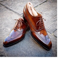 Handmade Brown Ankle Leather Shoes, Men's Formal Shoes - Thumbnail 1