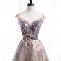 Stylish tulle sequins long prom dress formal dress - Thumbnail 2