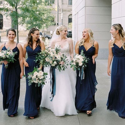 Spaghetti Straps Navy Blue Bridesmaid Dresses Under 100