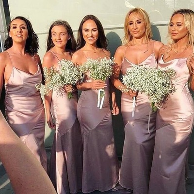 Spaghetti straps sheath bridesmaid dresses for wedding - Thumbnail 5