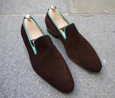 New Handmade Chocolate Brown Suede Formal Shoes