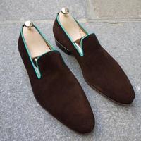 New Handmade Chocolate Brown Suede Formal Shoes - Thumbnail 1