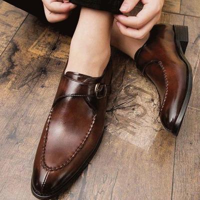 New handmade two tone leather monk strap splitoe formal shoes