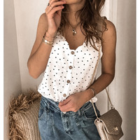 Casual V-Neck Sling Tops - Thumbnail 2