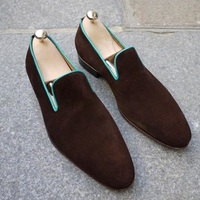 Stylish Mens Decent Dark Brown Suede Mooccasin Forrmal Handmade Shoes - Thumbnail 1