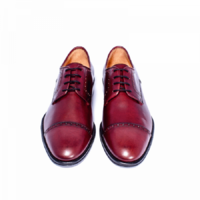 Men’s New Handmade Cap Toe Brogues Burgundy Shoes - Thumbnail 1