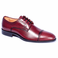 Men’s New Handmade Cap Toe Brogues Burgundy Shoes - Thumbnail 4