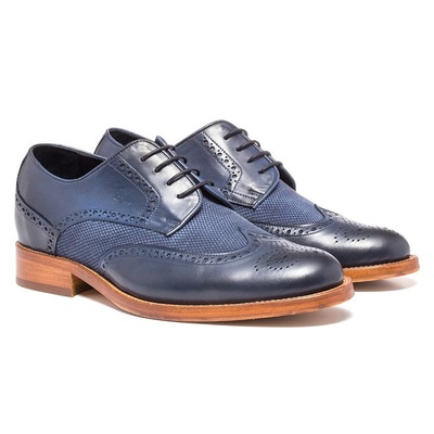 Men’s New Handmade Navy Blue Calf-Skin/ Suede Shoes