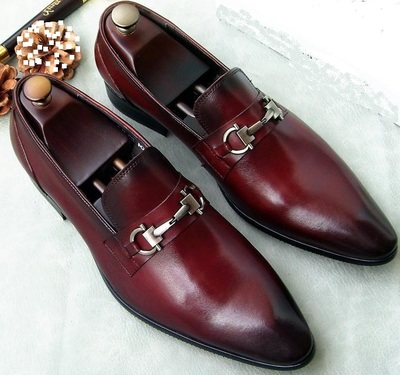 NEW Handmade Men’s Burgundy Shoes, Men’s New Leather Loafer Slip On Brogue Shoes