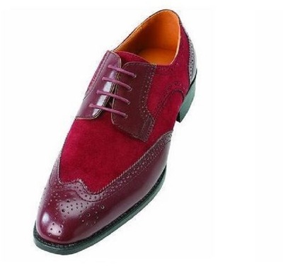 New handmade Men’s Maroon Red Brogue Toe Wing Tip Suede Leather Lace up Shoes