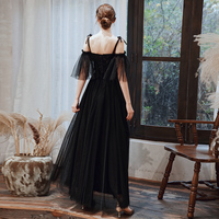 Black tulle long prom dress formal dress - Thumbnail 3