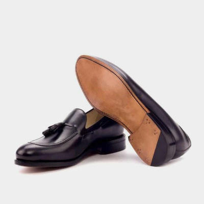 New Handmade Black Tassels Loafer Formal Men's Leather Shoes