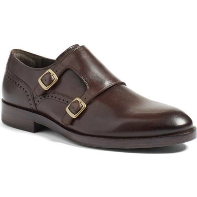 Handmade men's dark brown monk strap dress/formal leather shoes - Thumbnail 5