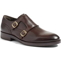 Handmade Men's Dark Brown Monk Strap Dress/Formal Leather Shoes - Thumbnail 4