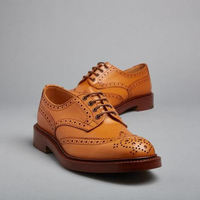 Handmade New Oxfords Tan Brown Wingtip Brogue Leather Lace Up Shoes - Thumbnail 1