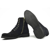 Handmade Men Leather Boots, Suede Leather Boot For , Crepe Sole Zip Boot - Thumbnail 4