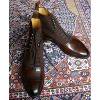 Handmade Cap Toe Ankle Boots, Men Two Tone Boots, Ankle Boots - Thumbnail 1