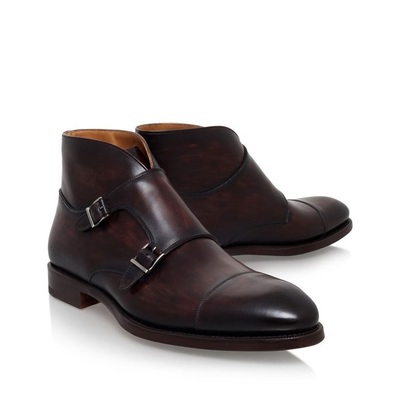Handmade men brown boots, double monk strap boot, formal monk boots - Thumbnail 2