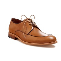 Handmade Men Apron Toe Shoes, Tan Derby Shoes, Leather Dress Formal Shoe - Thumbnail 4