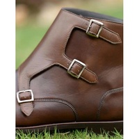 Handmade Men Brown Boots, Triple Monk Boot For , Leather Boots - Thumbnail 1