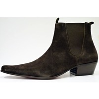 Handmade Pointed Toe Boots, Cuban Heel Boots For Men, Brown Suede Boots - Thumbnail 2