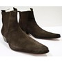 Handmade Pointed Toe Boots, Cuban Heel Boots For Men, Brown Suede Boots-4