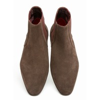 Handmade Pointed Toe Boots, Ankle Boots For Men, Brown Suede Leather Boot - Thumbnail 1