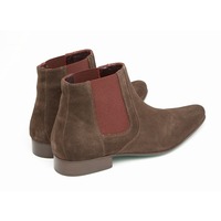 Handmade Pointed Toe Boots, Ankle Boots For Men, Brown Suede Leather Boot - Thumbnail 2