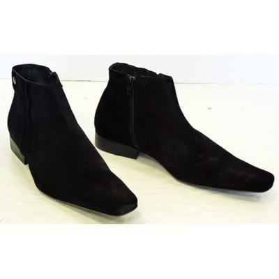 Handmade pointed toe boots, men ankle suede boots, side zip boots for - Thumbnail 3