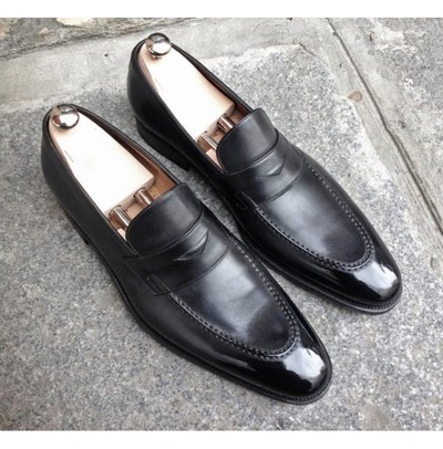Handmade Men Black Leather Shoes, Dress Moccasin Shoes, Formal Shoes