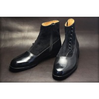 Handmade Two Tone Boot, Black Leather Boot, Dress Side Zip Boots, Boots - Thumbnail 4