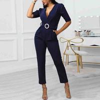 Women Casual Dark Blue Jumpsuit - Thumbnail 1