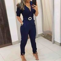 Women Casual Dark Blue Jumpsuit - Thumbnail 3