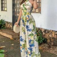 Temperament Solid Color Sleeveless Printed Jumpsuit - Thumbnail 2