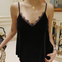 Casual Sling Lace Black Shirt - Thumbnail 2