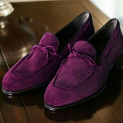 Latest handmade tassels purple moccasin formal dress shoes 