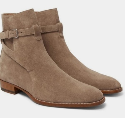  New Men's Handmade Jodhpur Beige Hiking Suede Boot