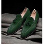 Handmade men green suede shoes, dress moccasin shoes, men leather formal shoes-1