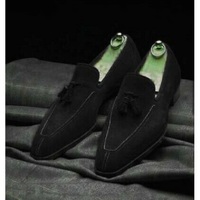 Handmade black suede moccasin, dress shoes men, loafer slip ons leather shoes - Thumbnail 3