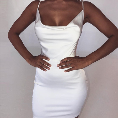 Sling Solid Color Women'S Sexy Sleeveless Dress