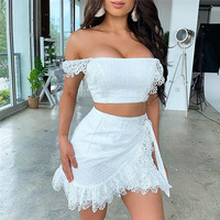 Solid Color Lace Strapless Two-Piece Set - Thumbnail 2