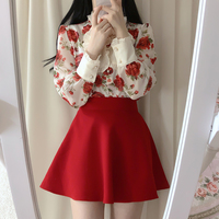 New bowknot floral chiffon shirt blouses - Thumbnail 3