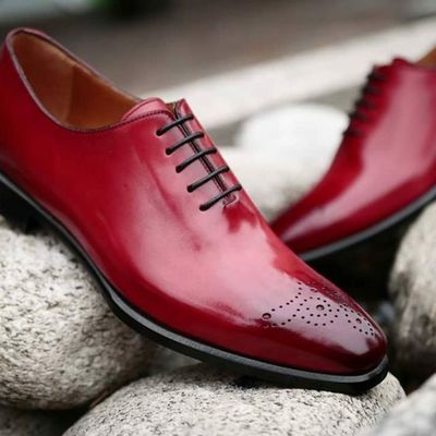 Handmade men's casual shoes, men's red leather lace up casual shoes. - Thumbnail 1